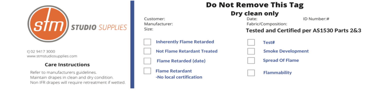 COMPLIANCE CURTAIN LABEL